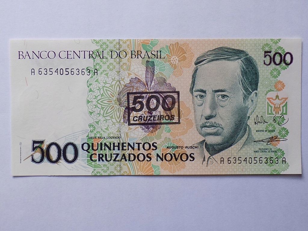 BANKNOT BRAZYLIA 500 CRUZEIROS - A - (UNC)
