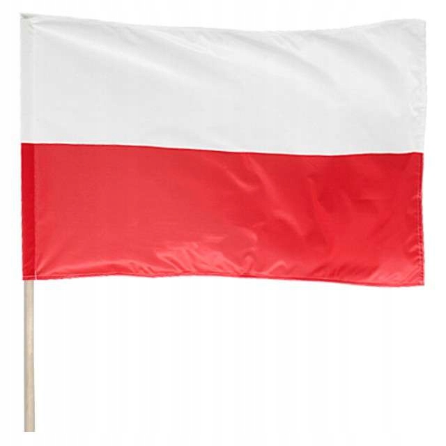 POLSKA FLAGA narodowa XL 68 x 110 na drzewcu kiju