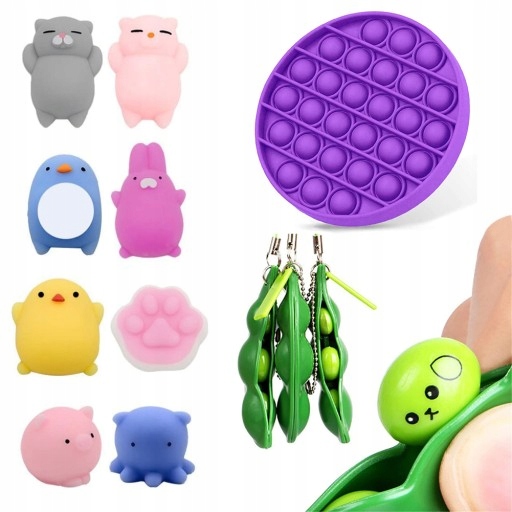 Zestaw PUSH BUBBLE Pop It MOCHI SQUISHY Toy BEAN