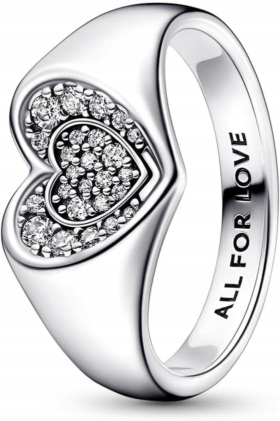 Pierścionek SYGNET z lśniącym sercem Pandora 192491C01 p.925