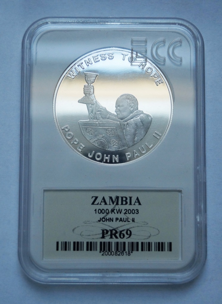 1000 Kwacha Zambia Jan Paweł II - Grading GCN PR69