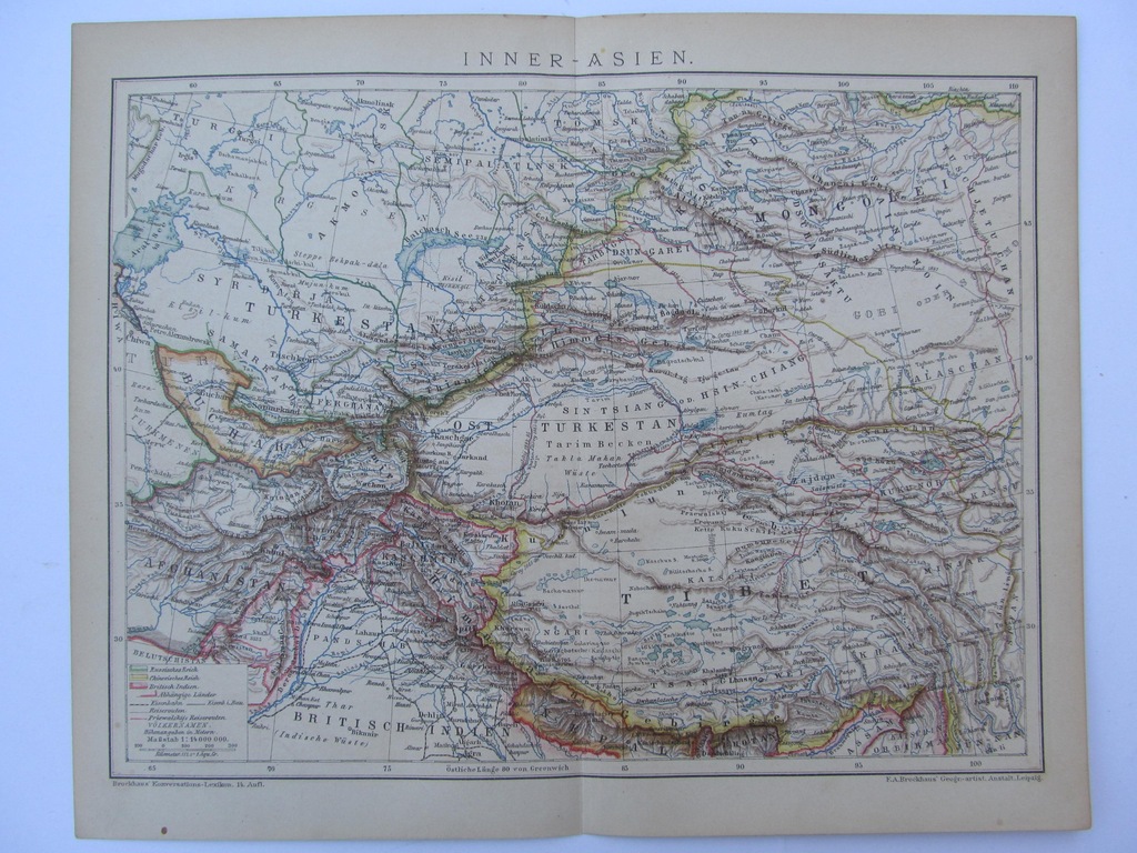 AZJA ŚRODKOWA mapa 1898 r.