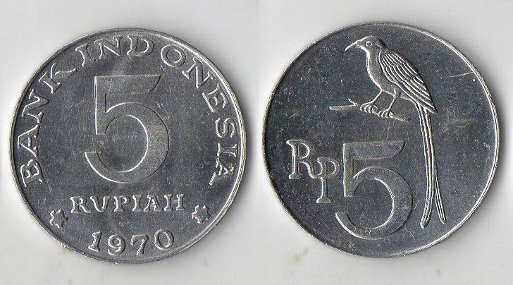 INDONEZJA 1970 5 RUPIAH