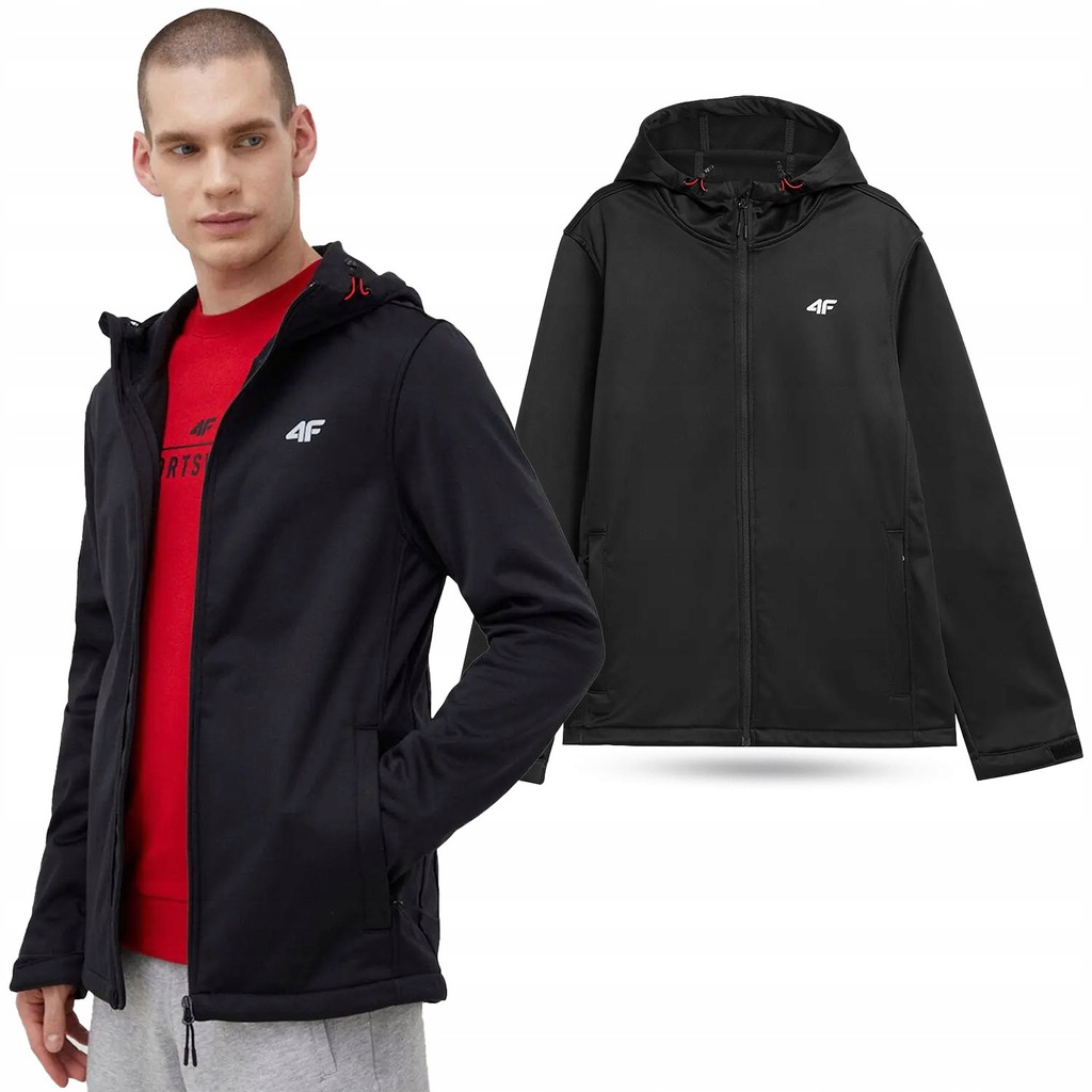 KURTKA JESIENNA MĘSKA 4F PRZEJŚCIOWY SOFTSHELL Z KAPTUREM LIMITOWANA