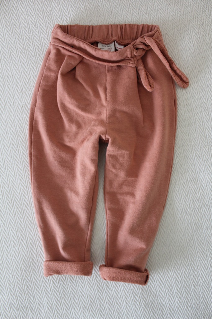 SPODNIE ZARA jogger 98 pudrowe BRUDNY RÓŻ 2 3L