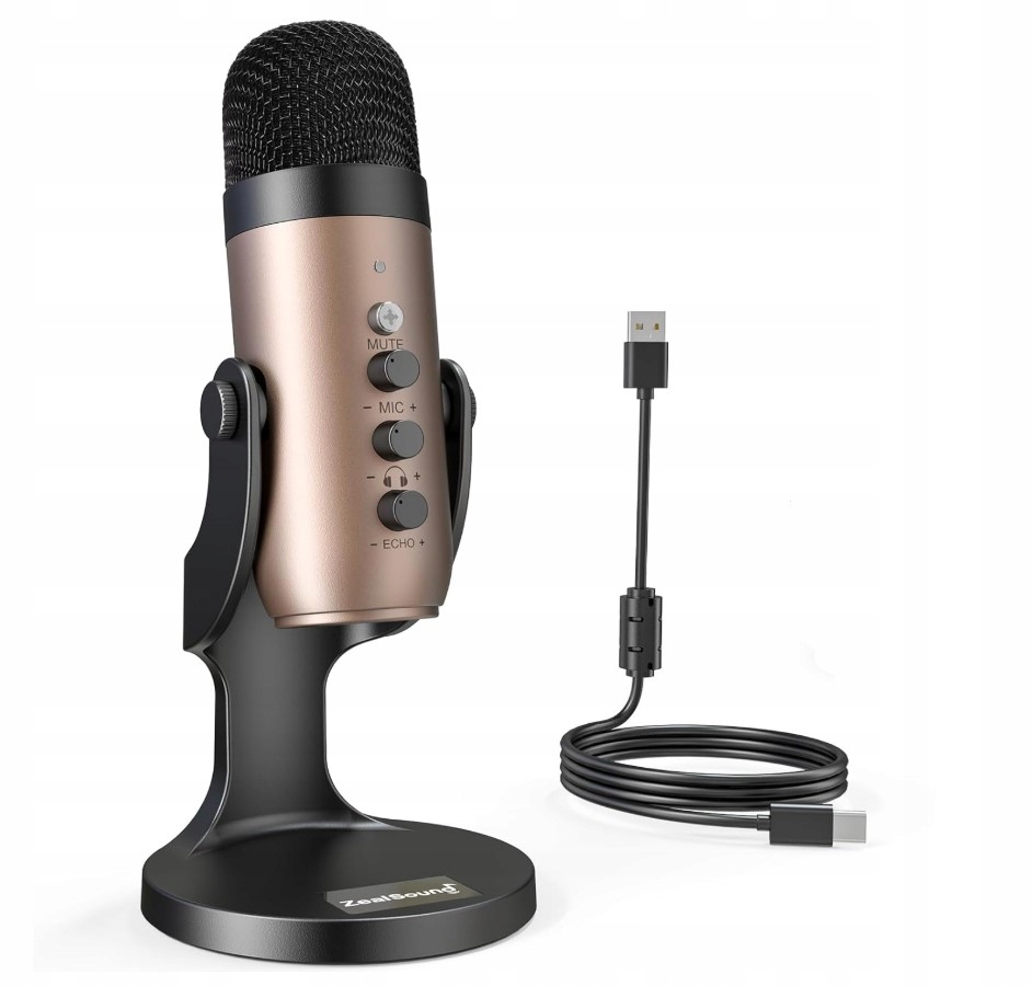 ZealSound Mikrofon Mikrofon USB PC | K66 | ZŁOTY