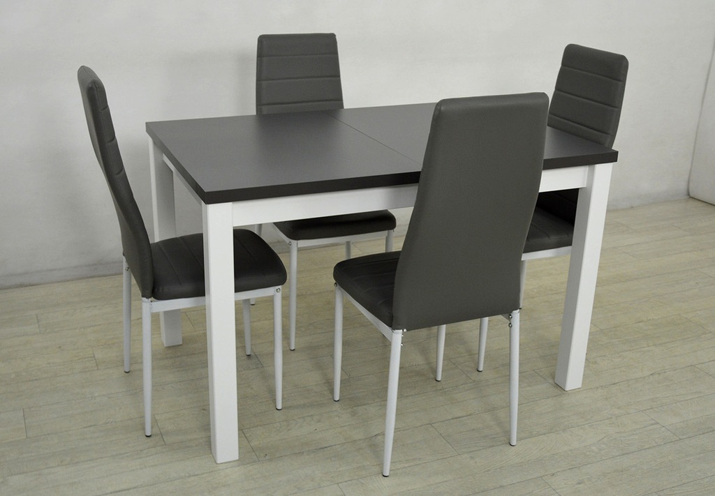Купить Комплект раздвижного стола и 4 белых и серых стульев.: отзывы, фото, характеристики в интерне-магазине Aredi.ru