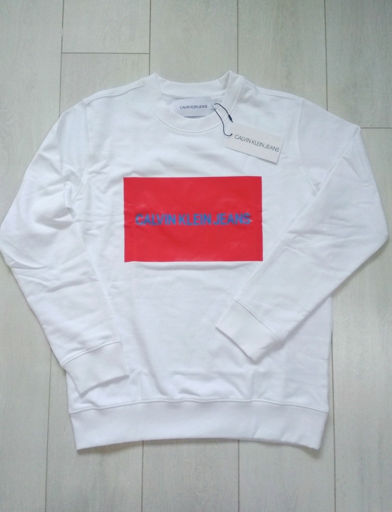 NOWA bluza Calvin Klein BOX CREWNECK, biała XL