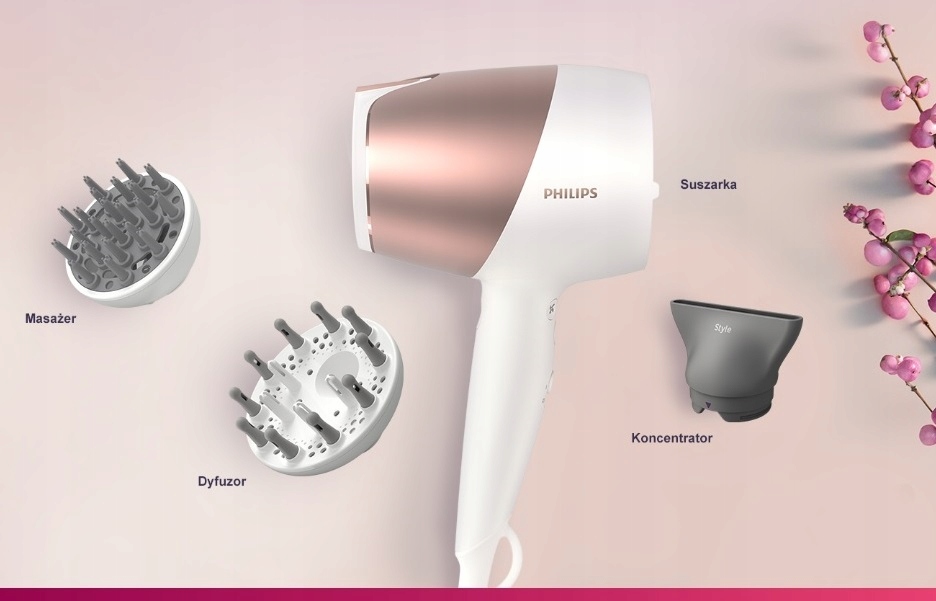 Suszarka Philips SenseIQ BHD827/00 3 nasadki GW24