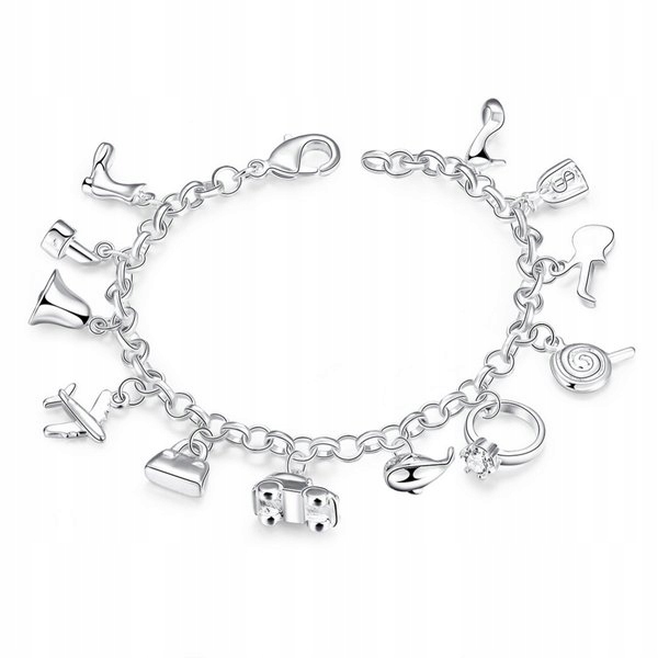 Bransoletka Srebrna 925 Zawieszki Charms Beads DIY