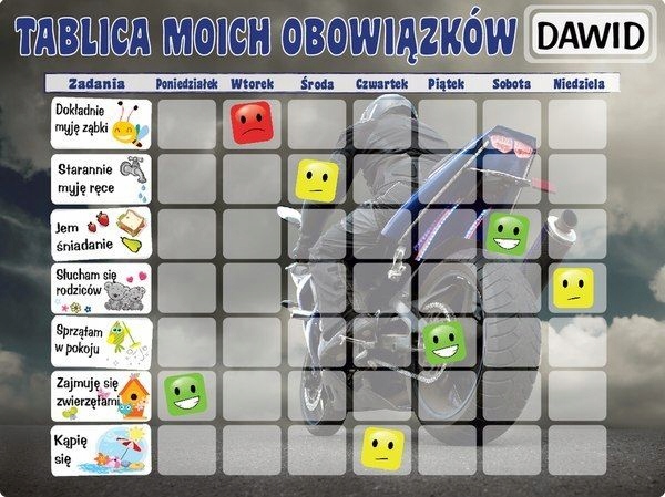 Dziecko 40x30cm tablica Motocykl magnetyczna plan