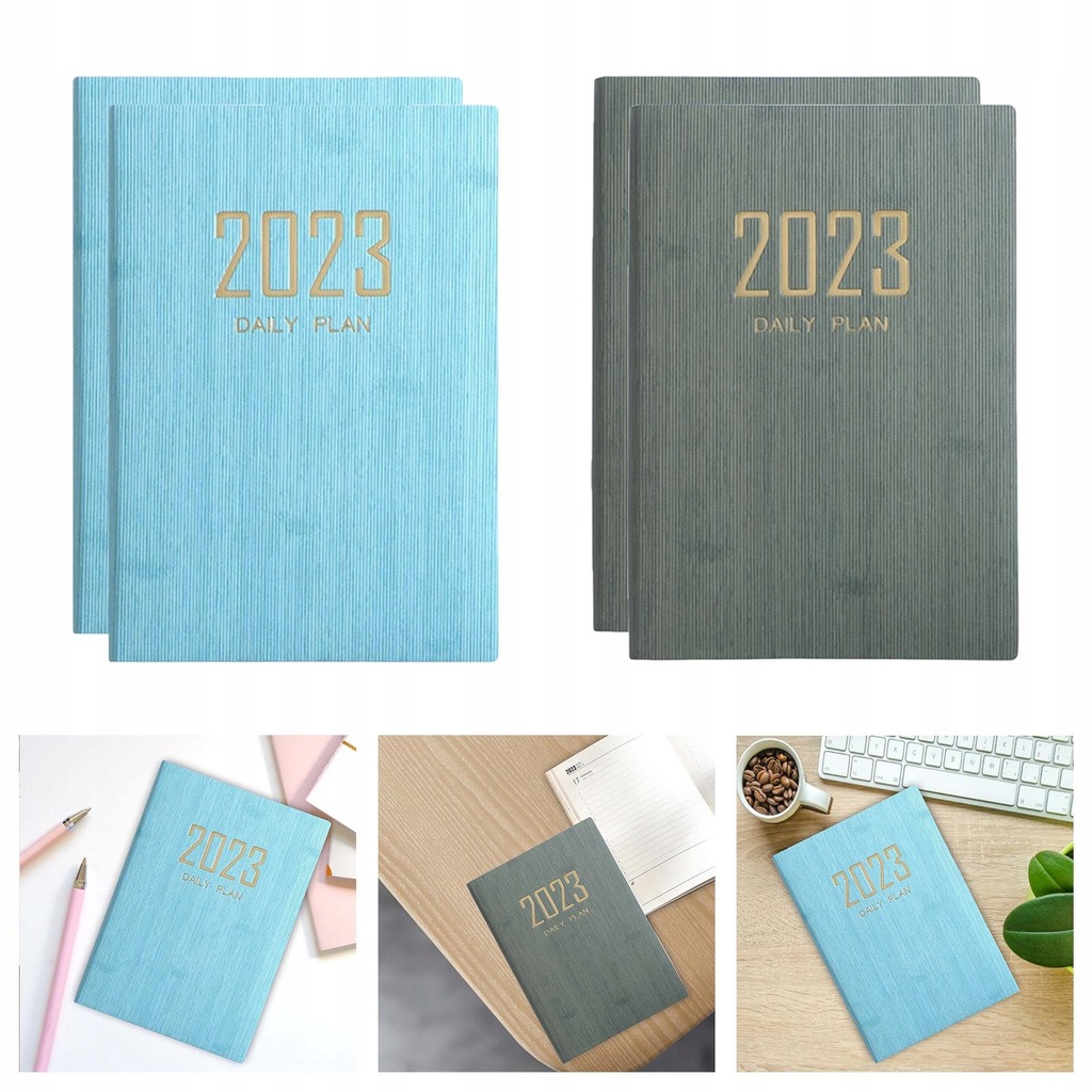 4pcs Diary A5 Daily plan 2023 Green Light Blue