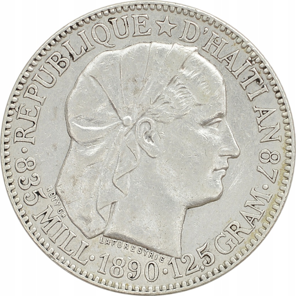 2.fu! HAITI, 50 CENTIMÓW 1890 rzadka