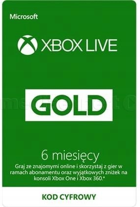 XBOX LIVE GOLD 6 MIESIĘCY XBOX ONE & 360