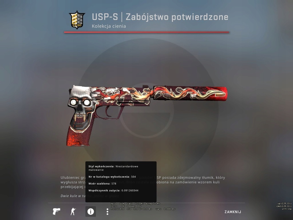 USP-S Kill Confirmed Minimal Wear, Skin CS:GO