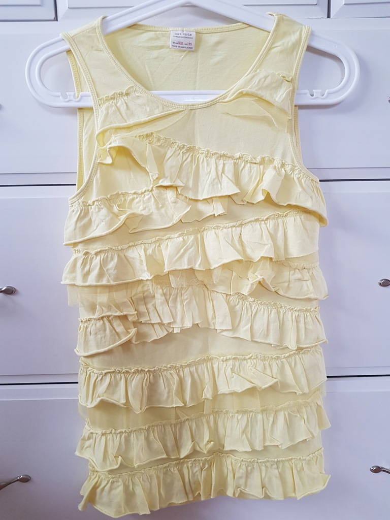 TOP ZARA Z FALBANAMI ŻÓŁTY 164 CM