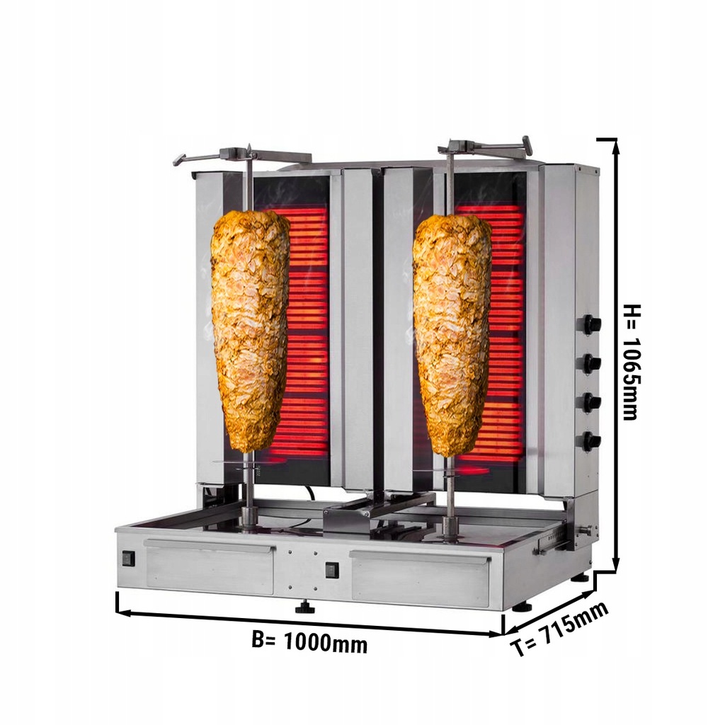 Opiekacz do kebaba - 4+4 palniki - max. 120kg