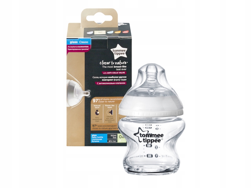 TOMMEE TIPPEE BUTELKA ANTYKOLKOWA SZKLANA 150 ML