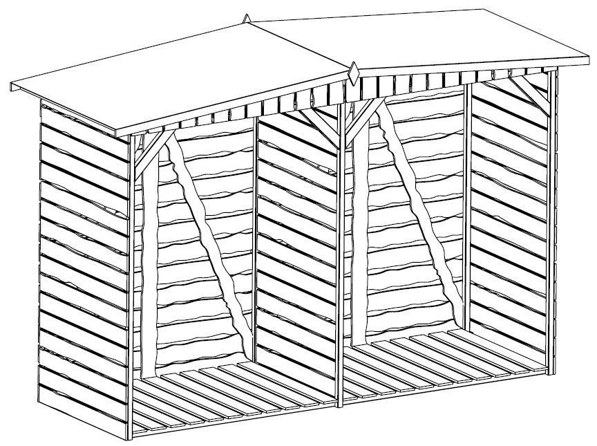 Drewutnia podwójna magazynek na drewno malowana