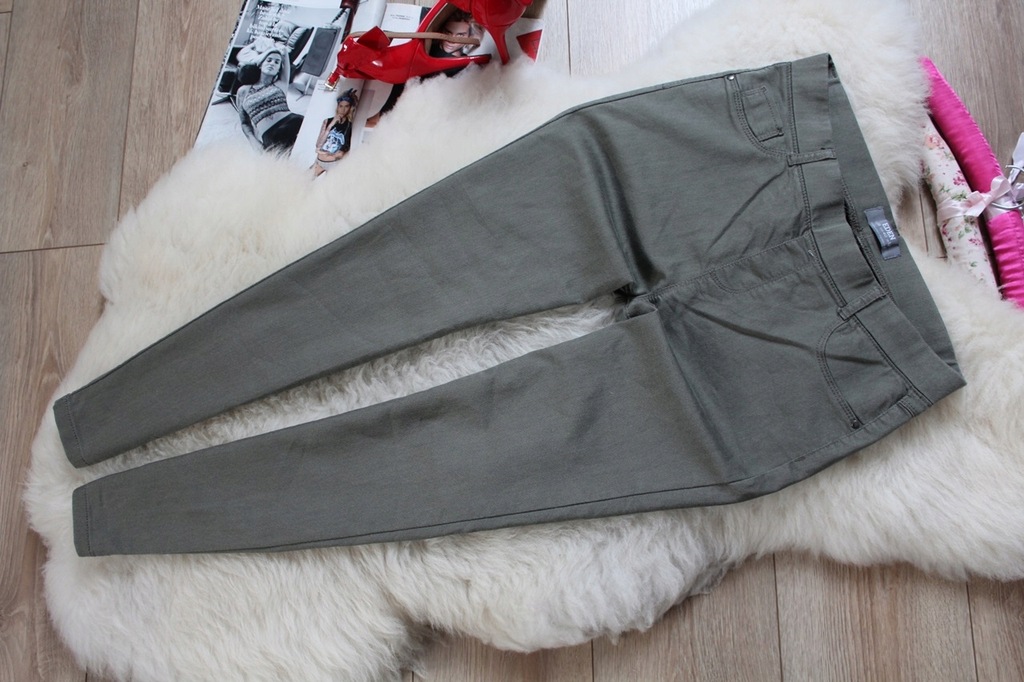 * TREGGINSY RURKI JEGGING DAMSKIE GUMA KHAKI 40 L