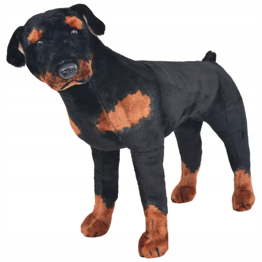 Pluszowy rottweiler, stojący, czarno-brązowy, XXL