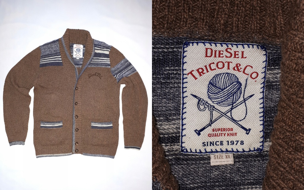 Diesel Tricot Superior Wełna Owcza Jak Nowy L/XL