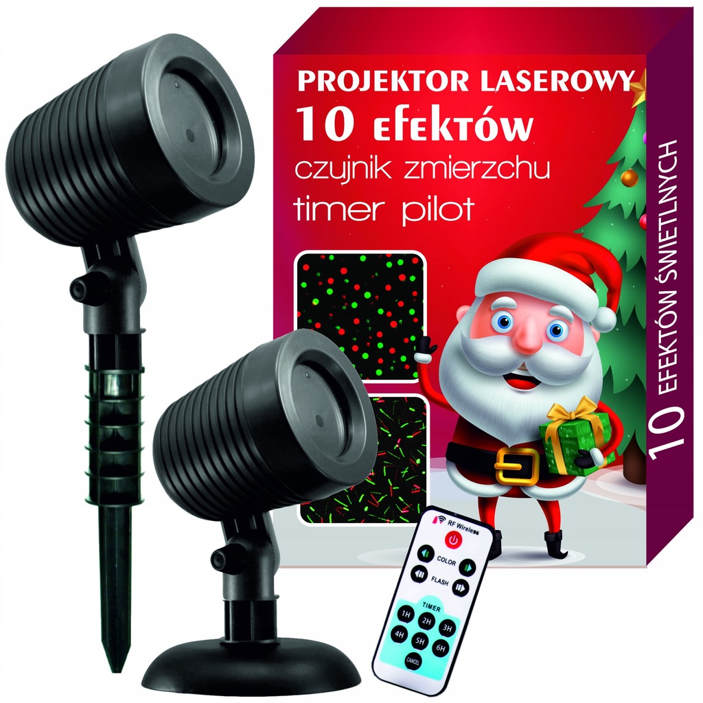 Projektor laserowy świąteczny 10w1 PILOT timer