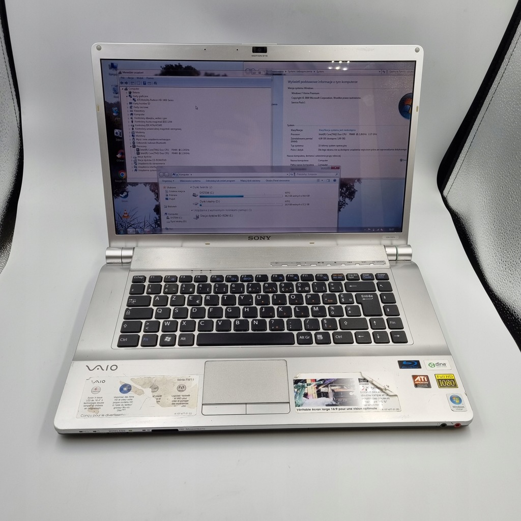 Laptop Sony Vaio VGN-FW11L 4GB RAM/W7/DUOCORE