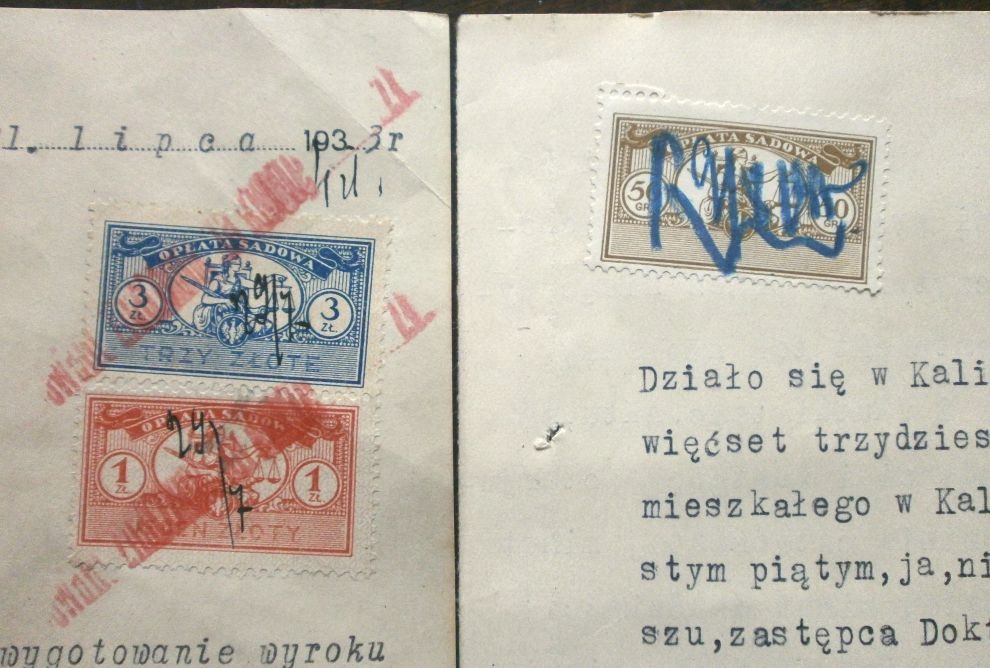 Poznań 1933 opłata sądowa - 50 gr., 1 i 3 zł.