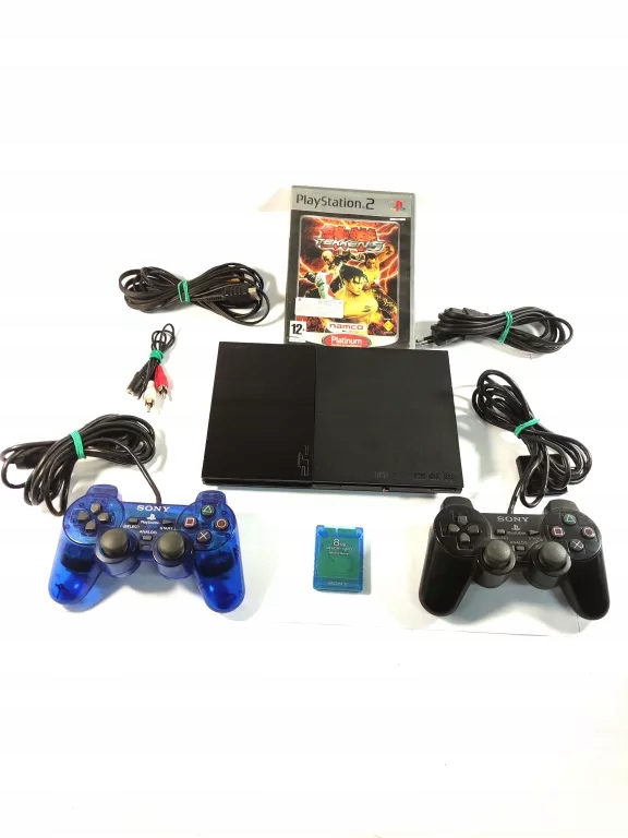 KONSOLA SONY PS2 SLIM SCPH-90004 2 PADY KARTA PAMIĘCI GRA KABLE