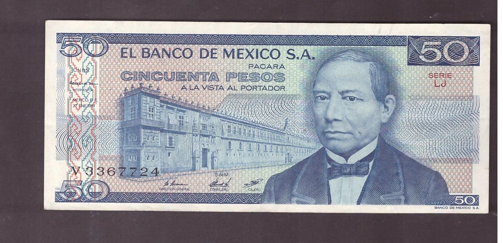 Meksyk - banknot - 50 Pesos 1981 rok
