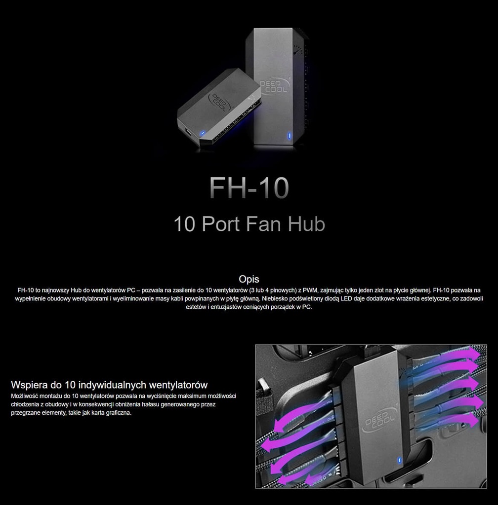 Купить Концентратор вентилятора DEEPCOOL FH-10 для 10-портовых вентиляторов: отзывы, фото, характеристики в интерне-магазине Aredi.ru