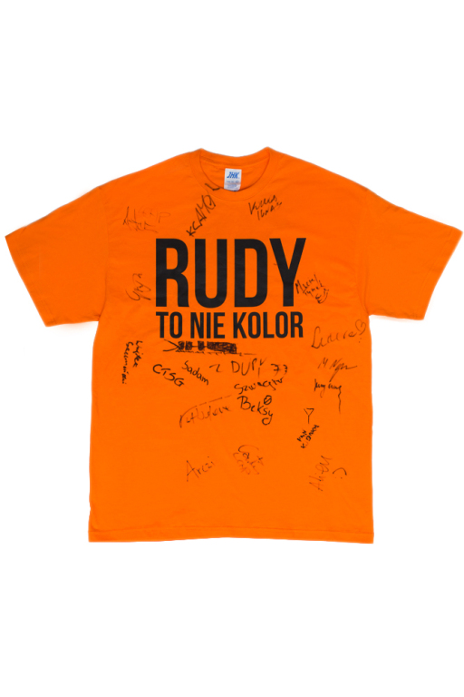 Jaskrawopomarańczowa koszulka od Rudy Człowiek