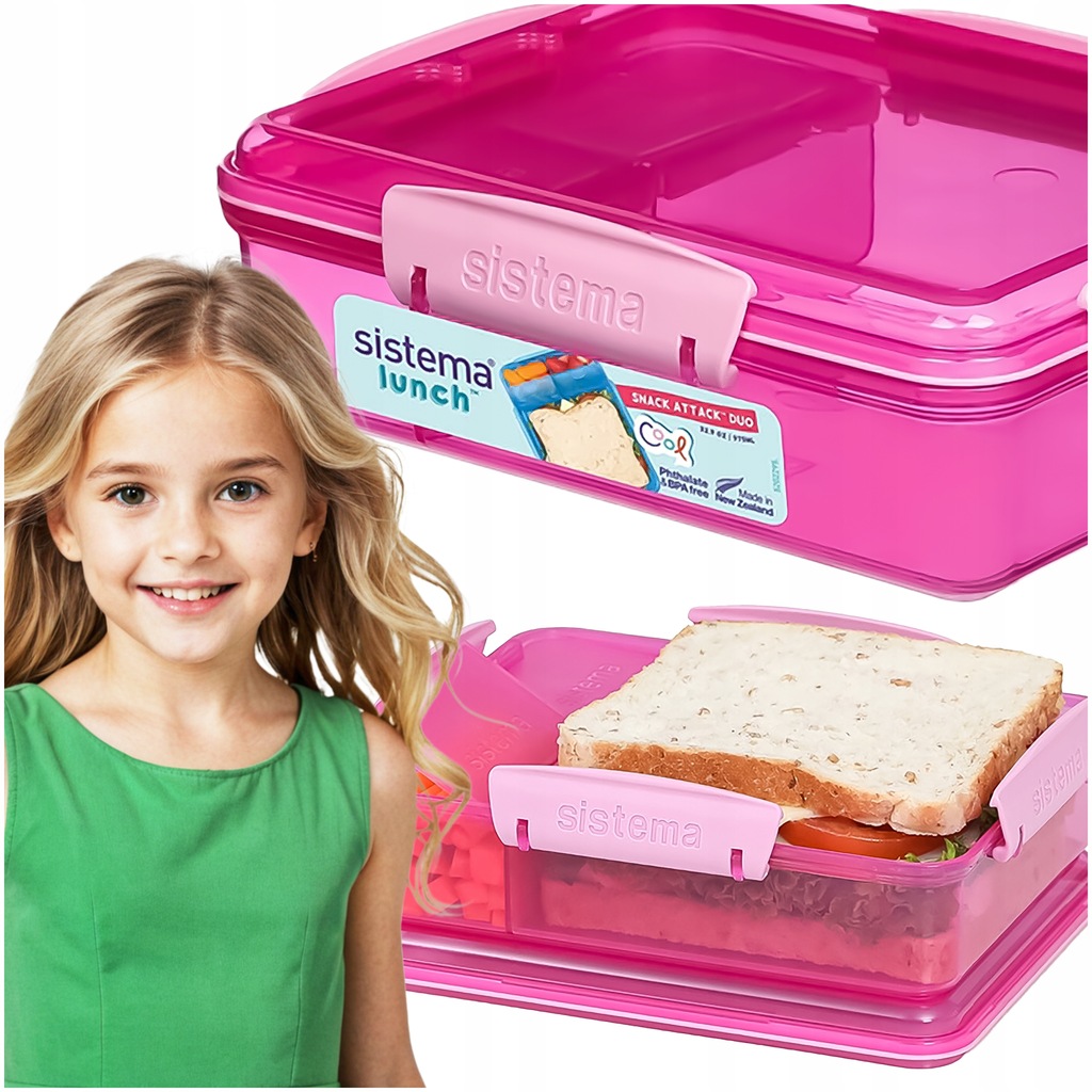 ŚNIADANIÓWKA POJEMNIK lunchbox z Przegródkami snack duo 975ml to-go Sistema