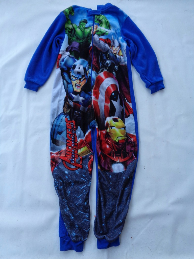 134/140 REBEL MARVEL PIŻAMA DRES ONESIE Z KAPTUREM