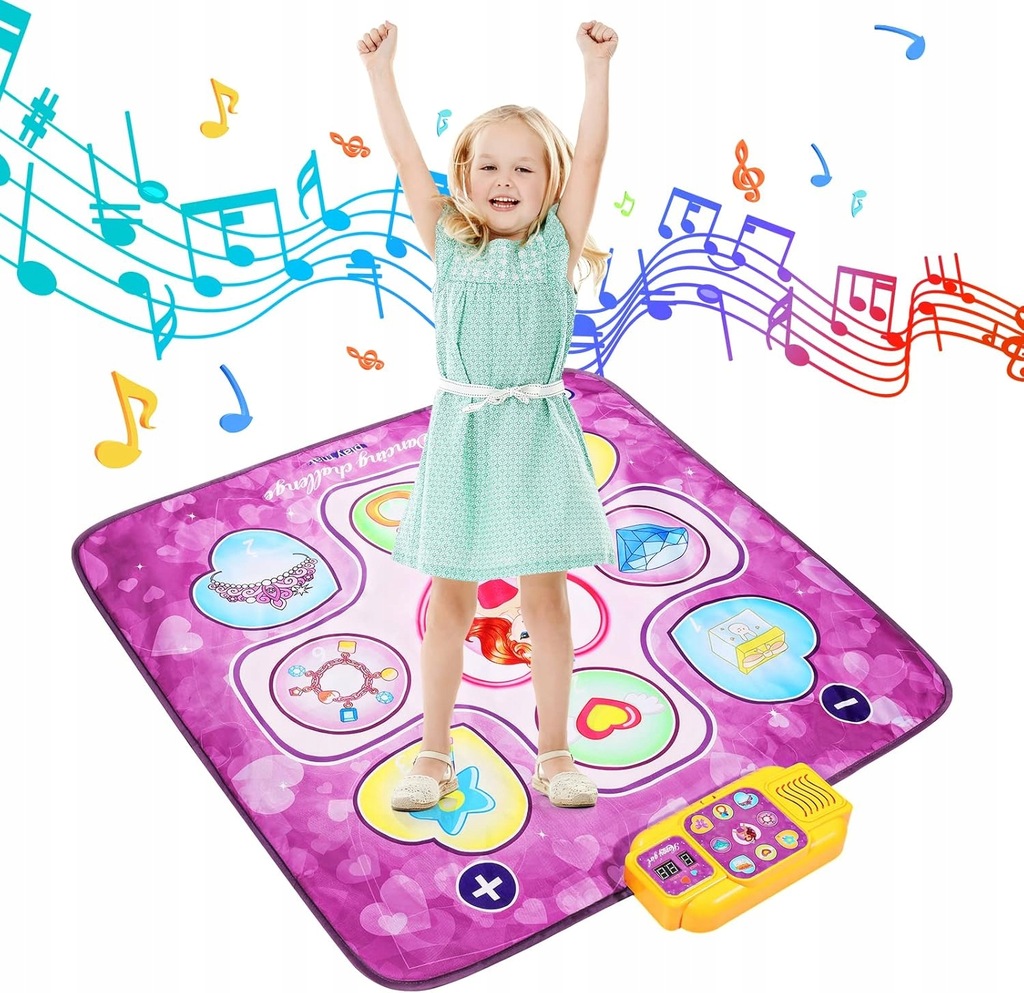 ELEKTRYCZNA ANTYPOŚLIZGOWA TRWAŁA MATA DO TAŃCA DLA DZIECI 5 TRYB RÓŻOWY