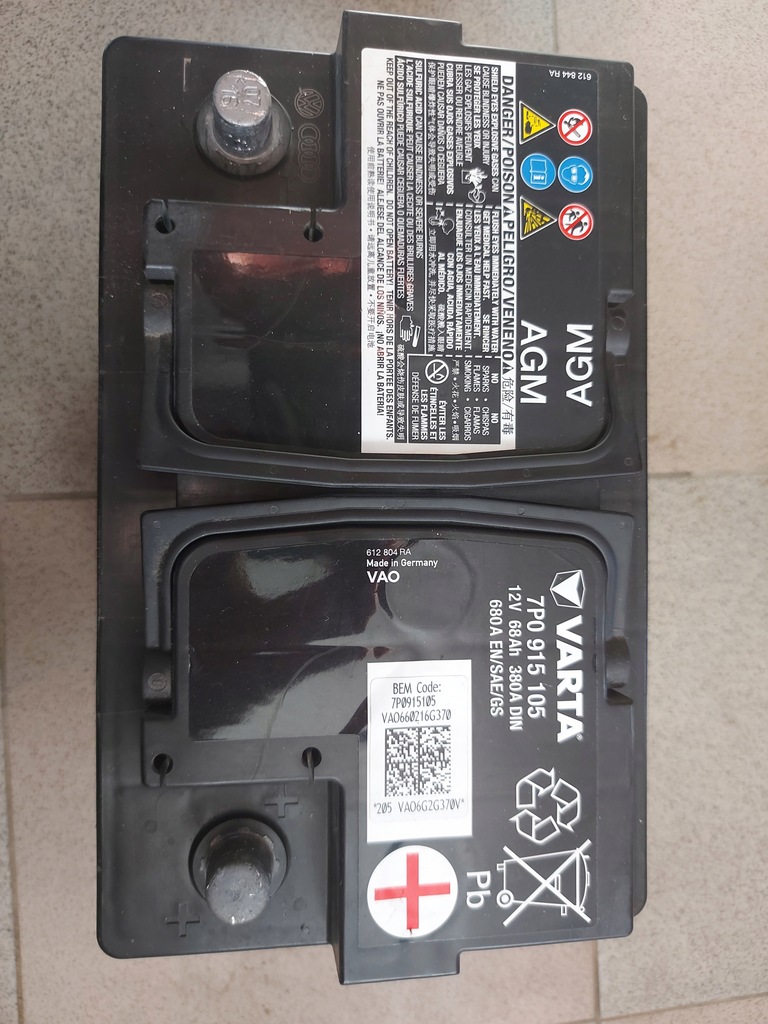 Akumulator VARTA 68Ah 7P0915105 AGM 68Ah/380A DIN 100% sprawny ...
