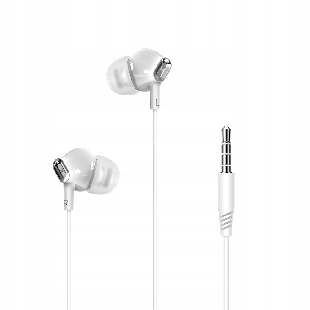 Słuchawki przewodowe XO EP58 kabel typu jack 3,5mm dokanałowe białe