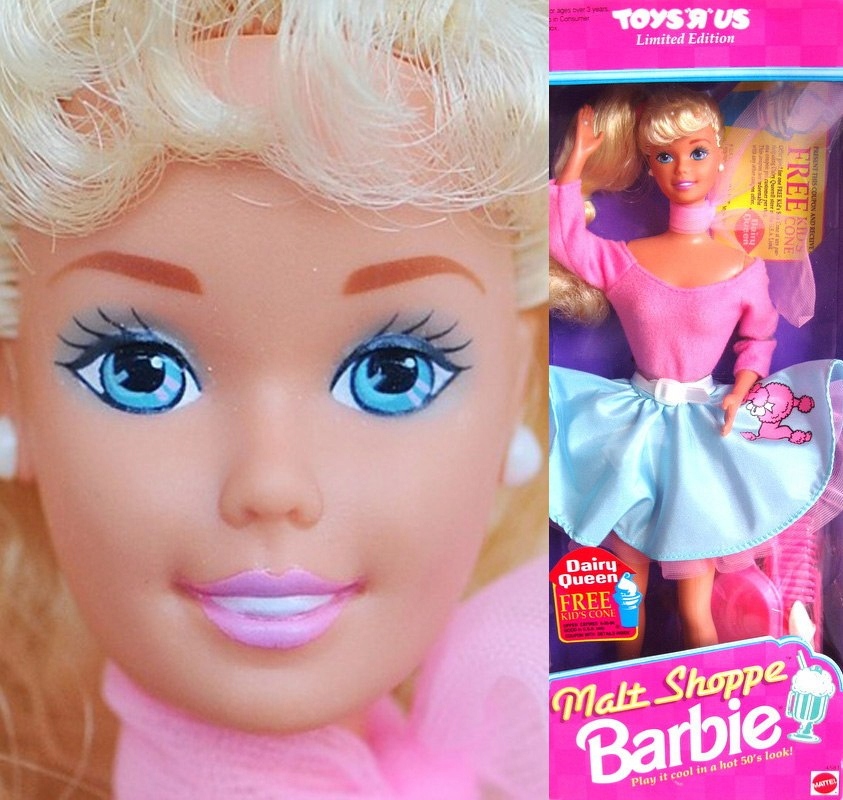 Lalka z 1992 Malt Shoppe Barbie kolekcjonerska 7543712547 oficjalne archiwum Allegro