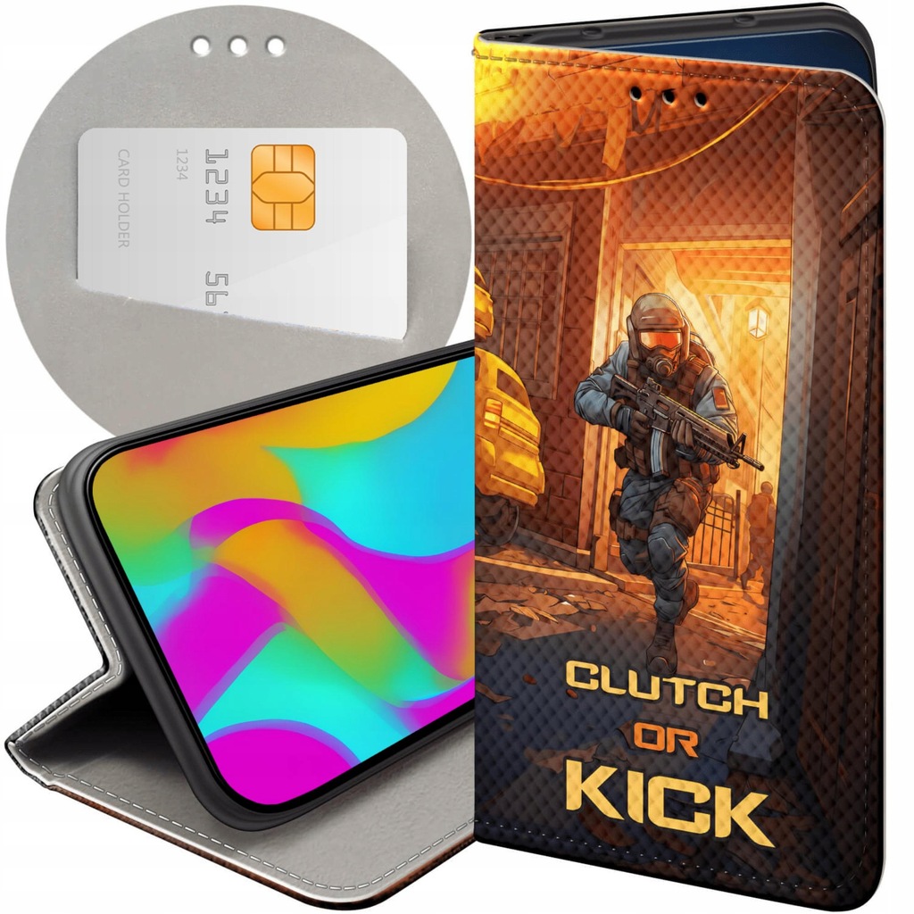 ETUI Z KLAPKĄ DO SAMSUNG GALAXY J6 PLUS WZORY CS GO COUNTER-STRIKE FUTERAŁ