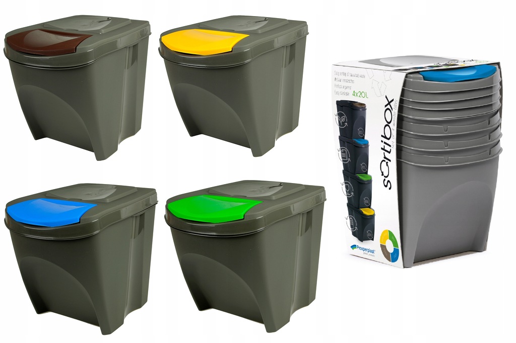 Zestaw koszy pojemników PROSPERPLAST 4x20l SET4