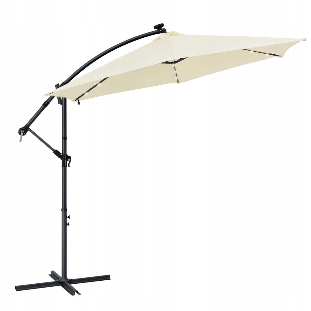 Parasol wspornikowy LED Brazylia 3,5m szary kremowy