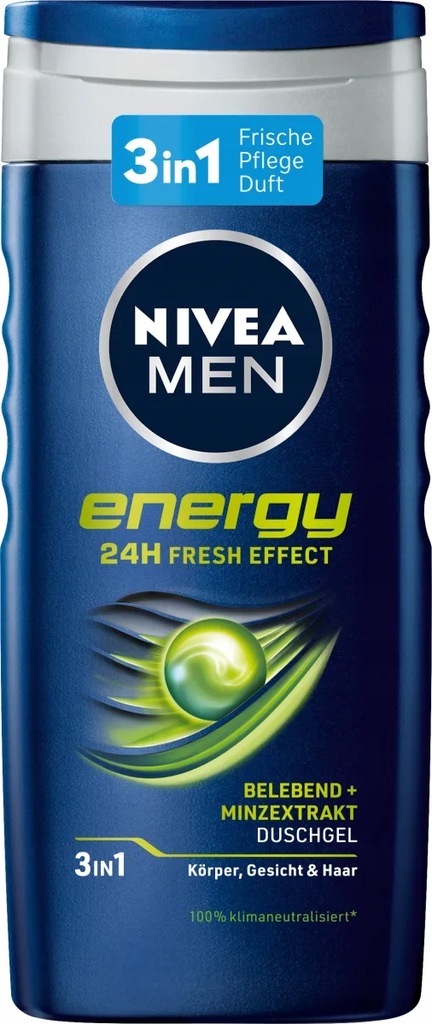 NIVEA MEN ENERGY ŻEL POD PRYSZNIC 3W1 DO CIAŁA TWARZY WŁOSÓW 250ML