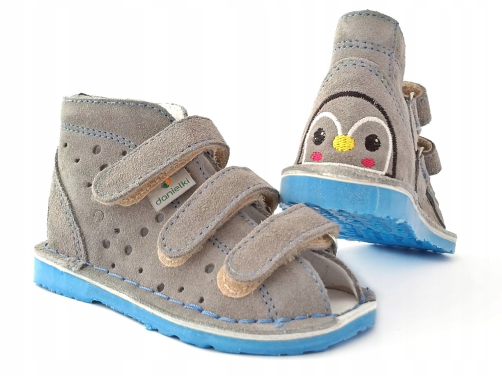 DANIELKI sandały zdrowe buty pingwin haft blue r21