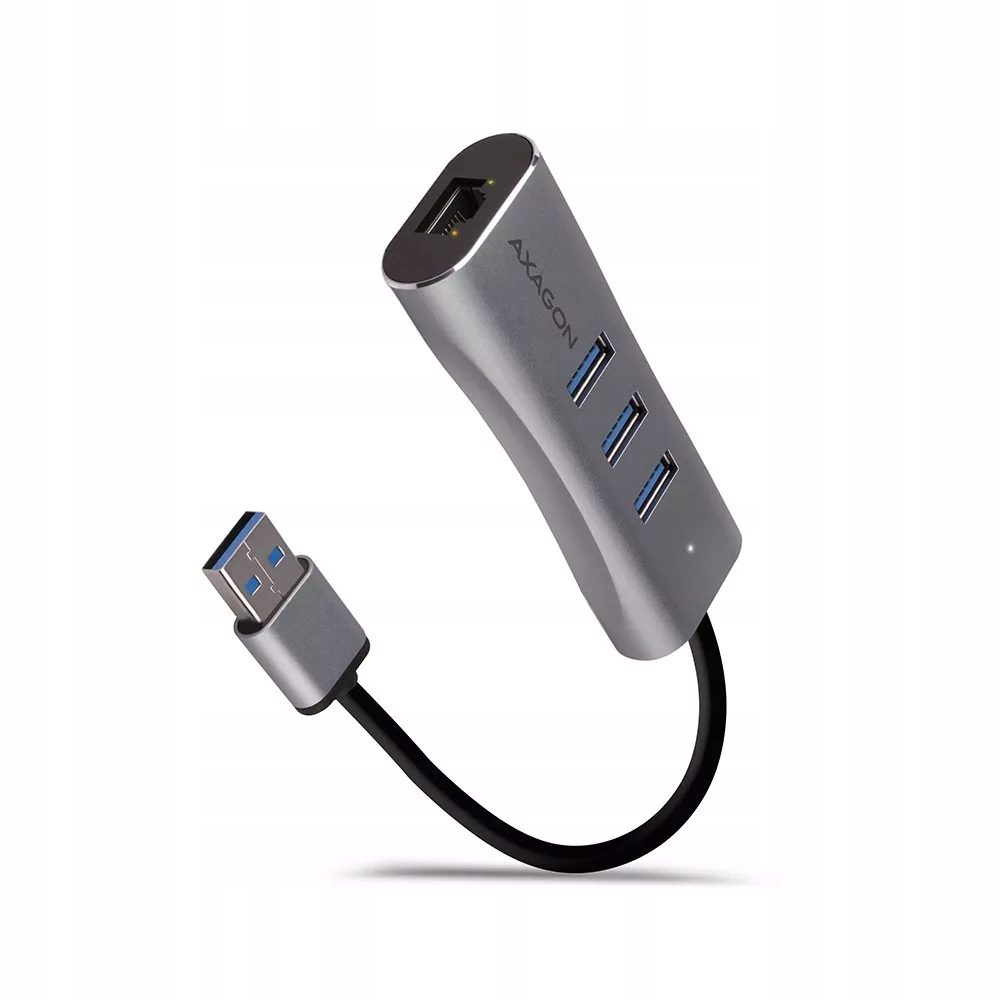 HMA-GL3AP Wieloportowy hub metalowy 3x USB-A + GLAN, USB 3.2 Gen 1, 20cm US