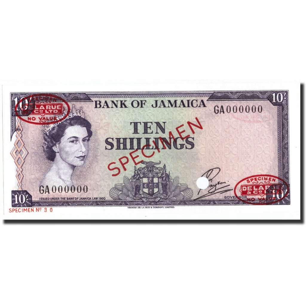 Banknot, Jamaica, 10 Shillings, 1964, 1964, Egzemp