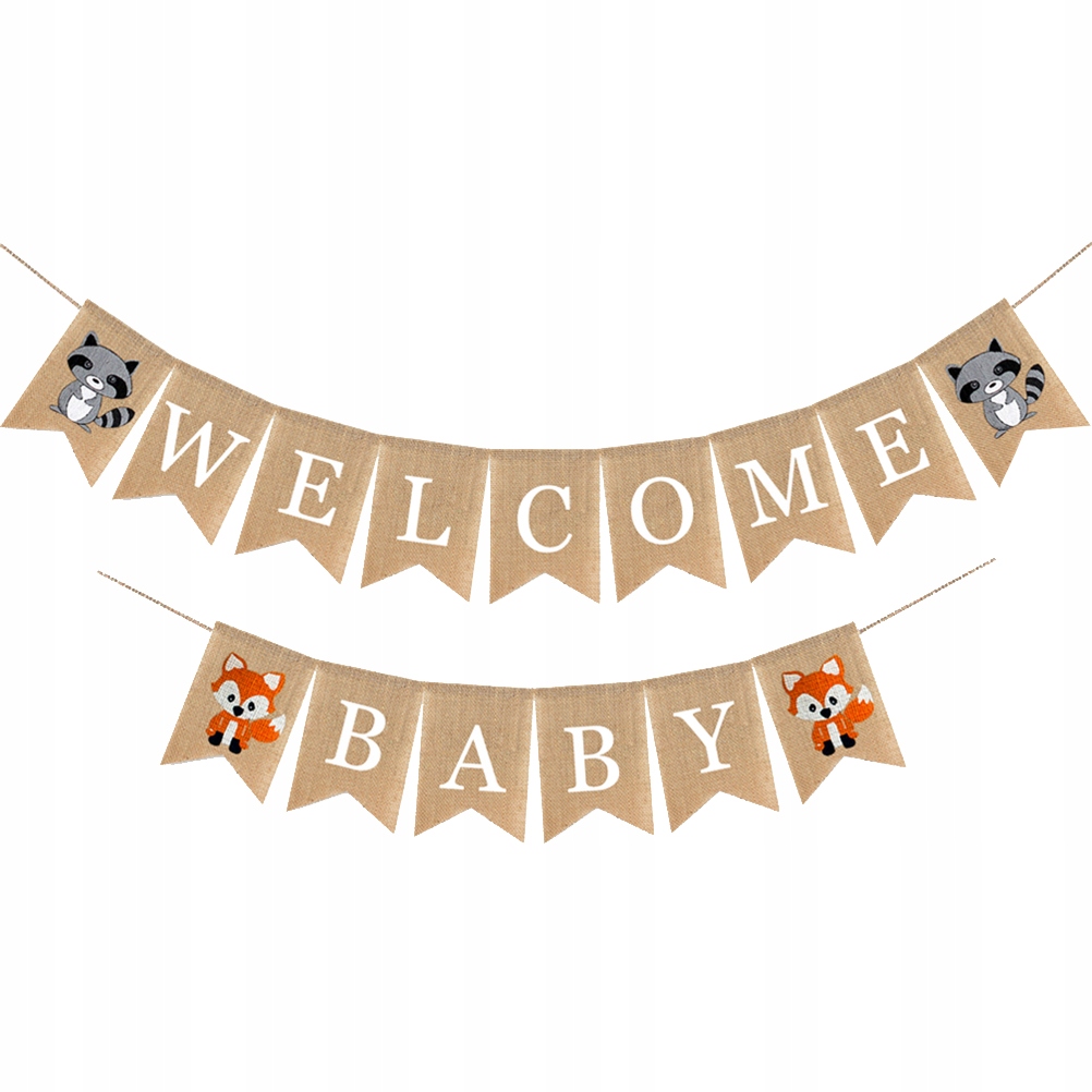 Burlap Banner Welcome Baby Bunting Jungle Theme Pu