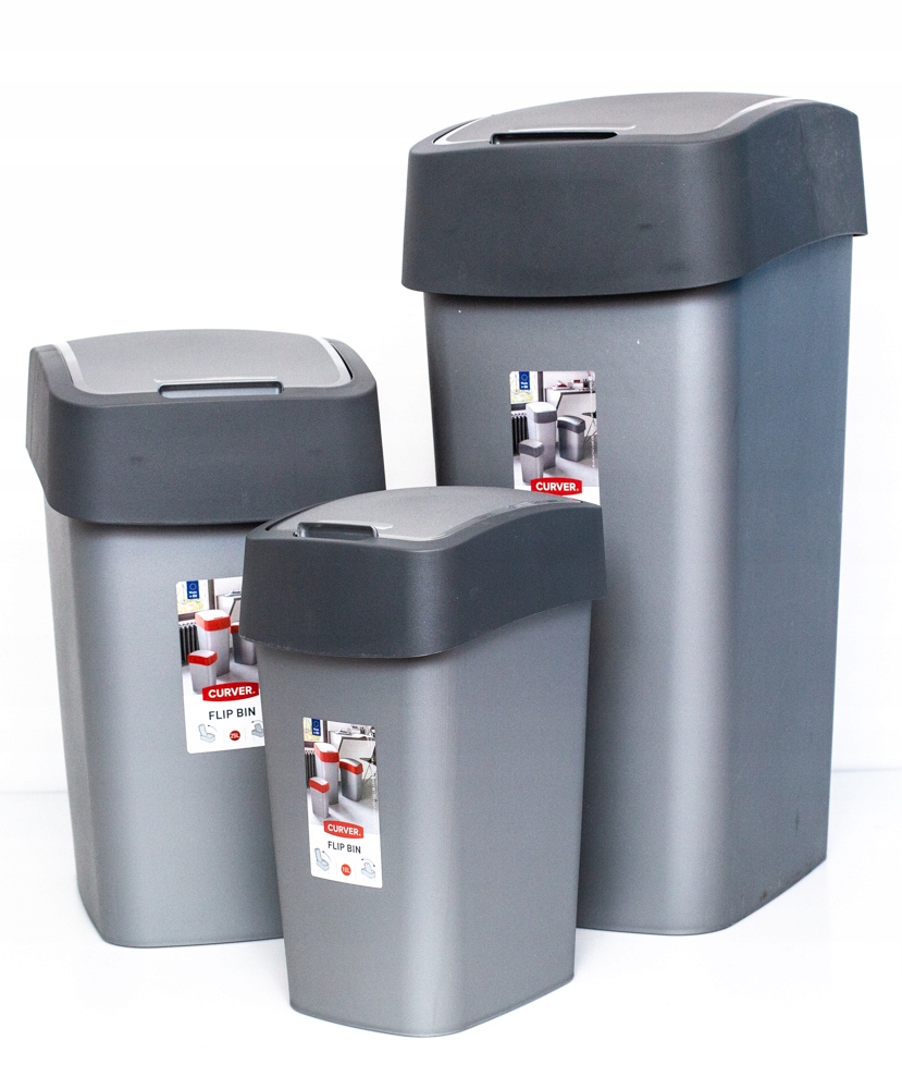 CURVER KOSZ NA ŚMIECI FLIP BIN SREBRNO / SZARY 50L 7142870981