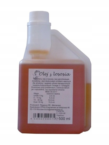 Olej z Łososia dla psa 500ml piękna zdrowa sierść