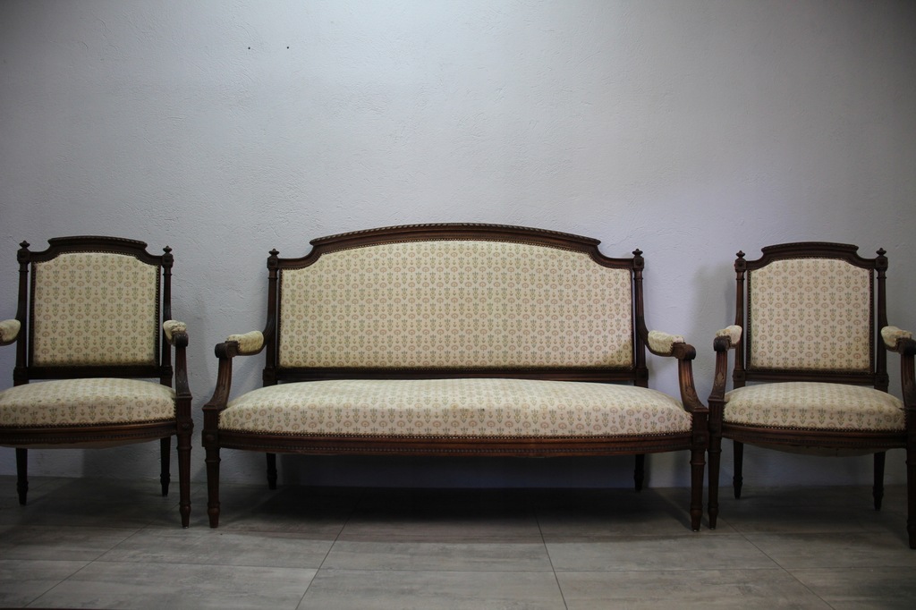 Купить Диван Людовика XVI с креслами, ореховое дерево, 19 век.: отзывы, фото, характеристики в интерне-магазине Aredi.ru
